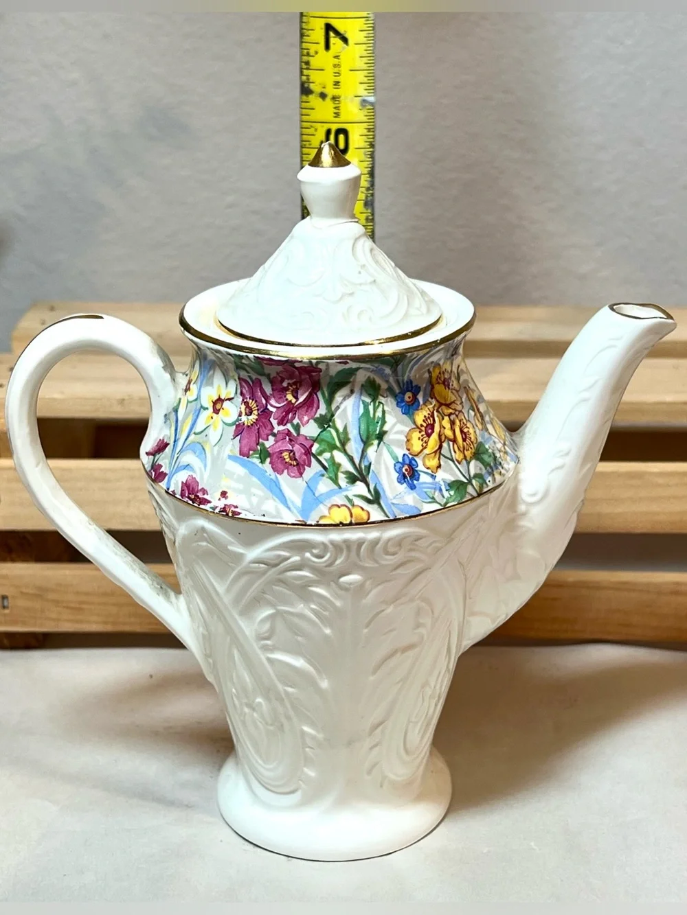 Rare VTG Erphila Brighton Cheery Chintz Mini Embossed Coffee Pot | 6”H | Repair
